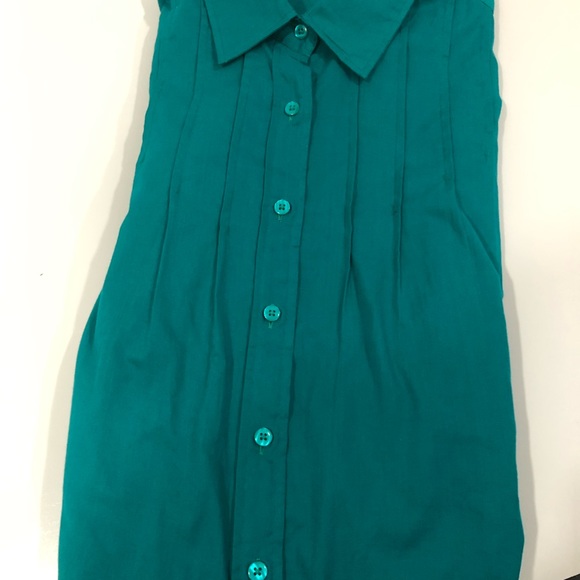 Women’s green Collection Etc pleated long sleeve button down shirt size XL - Picture 4 of 4